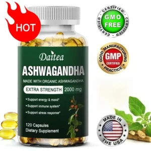 HoneyB2B |  Organic Ashwagandha Extract Capsules 2000mg for Mood, Sleep, Energy Support - Antioxidant Supplement
